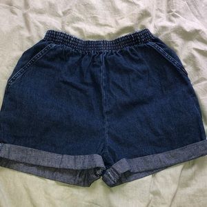 Dark wash mom jean shorts